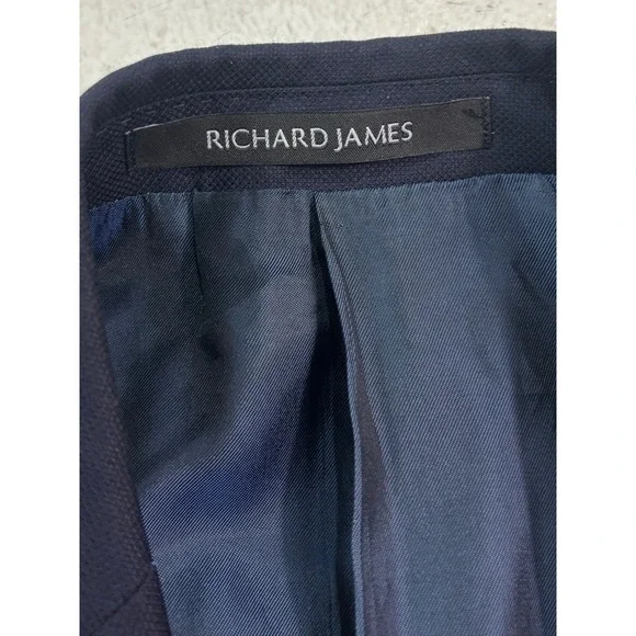 Richard James Savile Row 38R Navy Blue Hopsack Blazer Jacket Sport Suit Coat